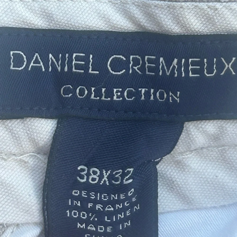 Daniel Cremieux 38x32 Beige Khaki Thick 100% Linen Loose Beach Pants France E3